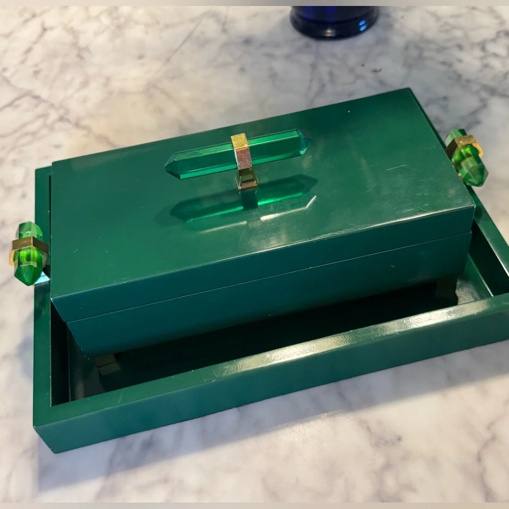 Gorgeous Art Deco Box and Tray with Crystal accents - Picture 1 of 7